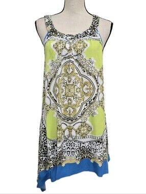 UNIQUE SPECTRUM size XL Sleeveless Paisley Assymetric Tunic Multicolor